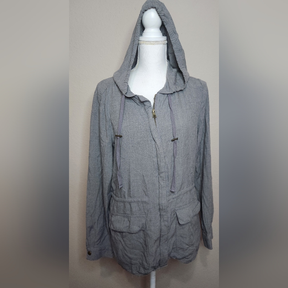 Gray Full Zip Light Jacket Medium - image 1